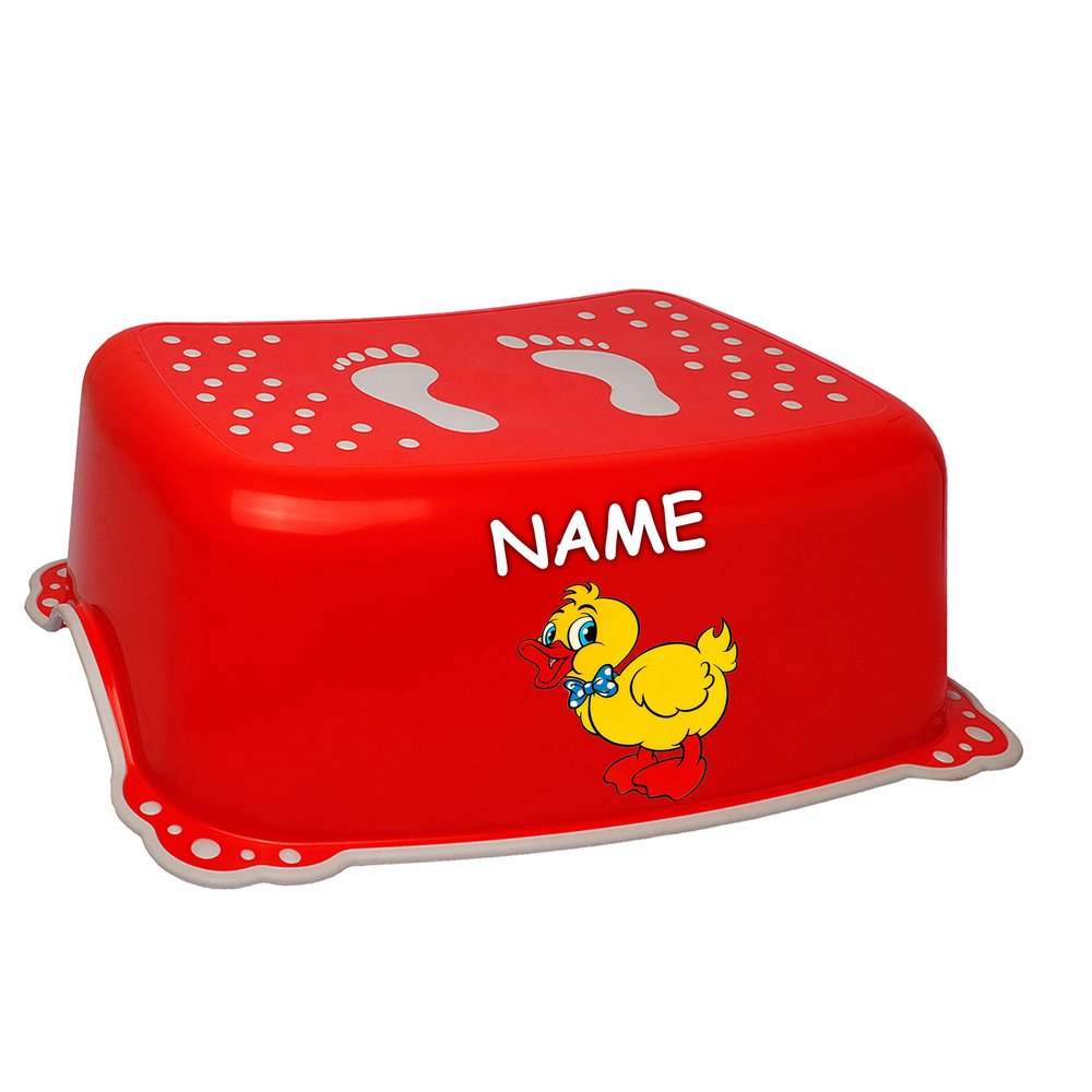 Bieco Anti-Slip Step Stool, Red Duck, Personalized Name