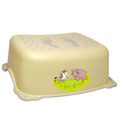 Bieco Anti-Slip Step Stool/Child Seat, Beige/Cream, Zebra & Hippo, Up to 100 kg