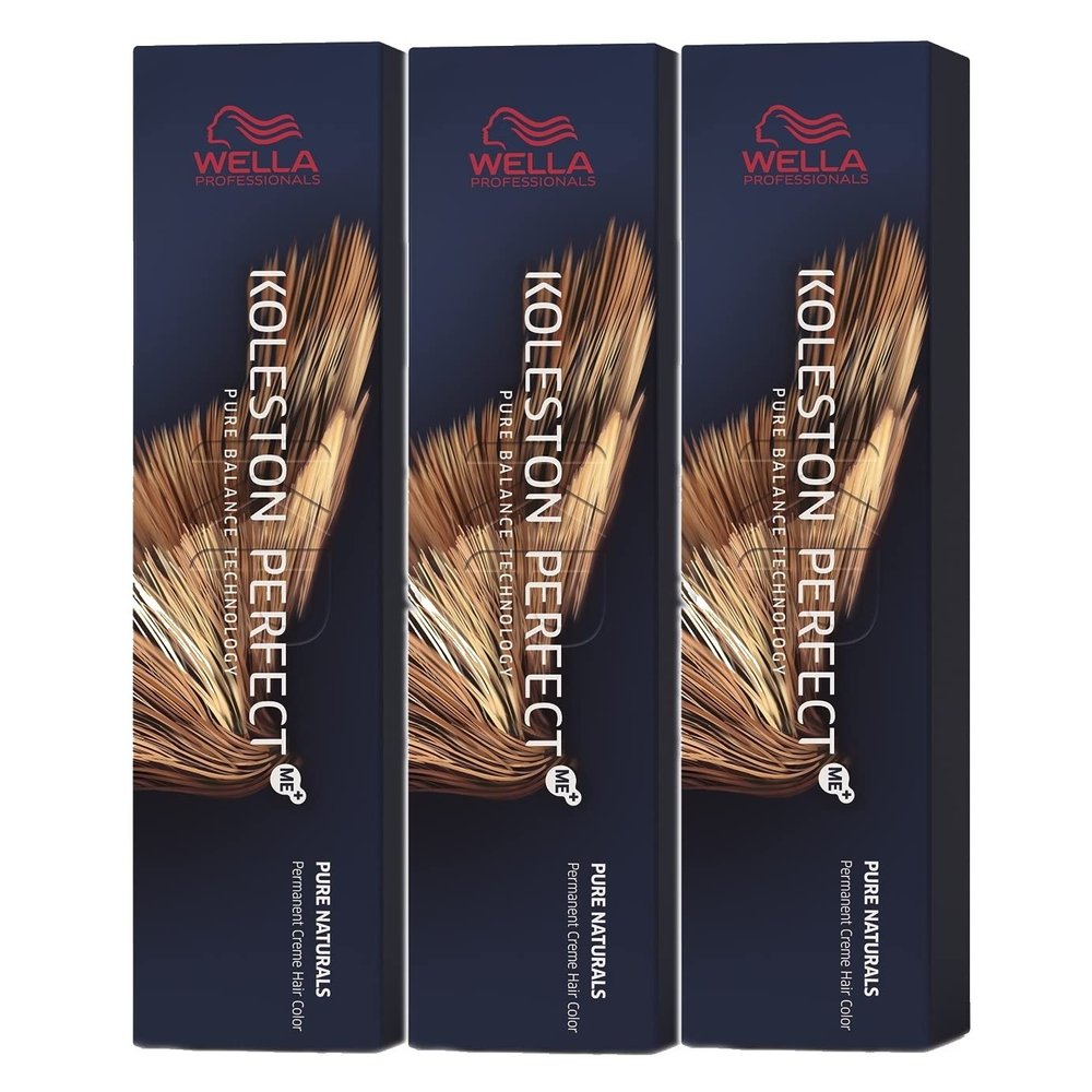 3-Pack Wella Koleston Perfect ME+ 7/43 Medium Blonde Red Gold 60 ml