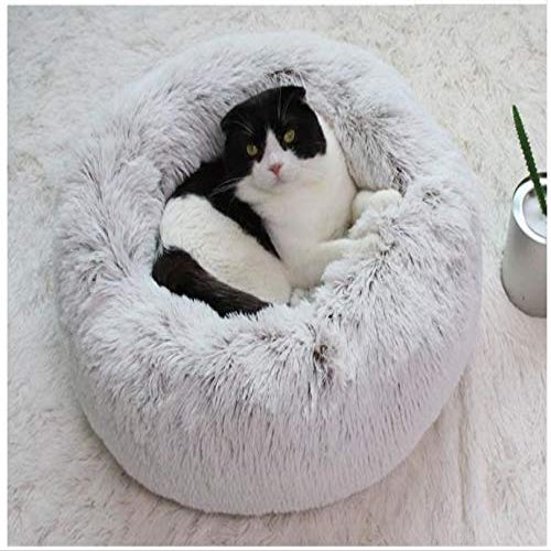 KongEU Soft Plush Cozy Dog and Cat Bed, Washable Cave Bed, Khaki, XS 40 cm