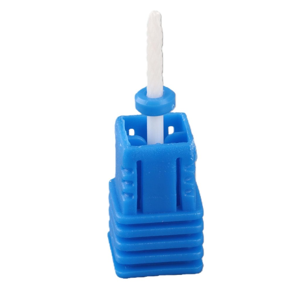 FILFEEL Ceramic Nail Drill Bit, Cylinder-Shaped, with Display Base, White 01#