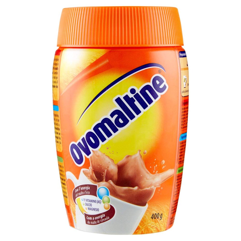 3x Ovomaltine Instant Drink Preparation Based on Barley Malt and Cocoa with Vitamins and Minerals, 400 g + Italian Gourmet Polpa, 400 g
