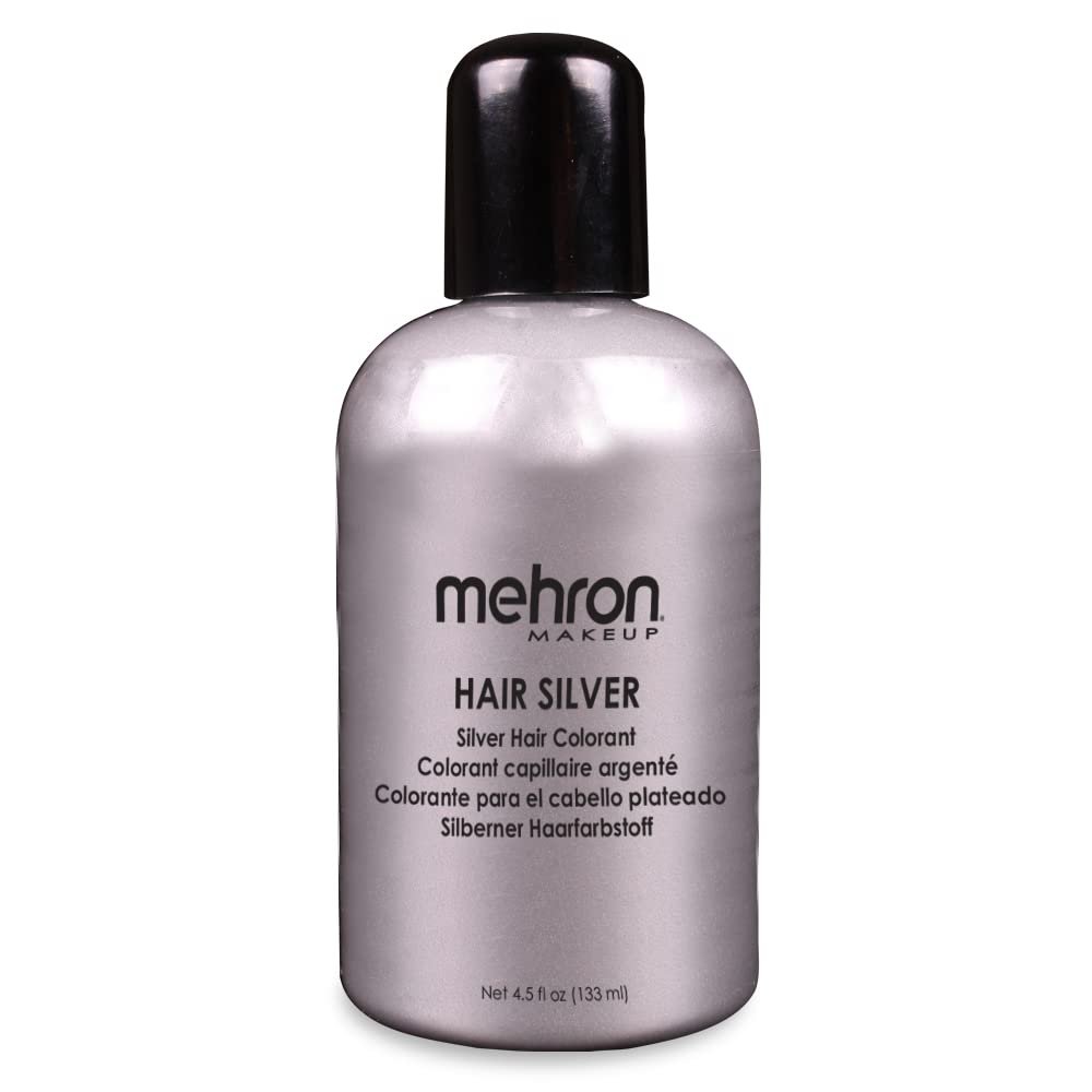 Mehron Makeup Hair Silver | Washable Hair Tint | Temporary Color for Theater, Cosplay and Halloween, 133 ml