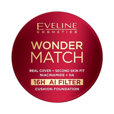 Eveline Cosmetics Wonder Match Cushion Foundation – Full Coverage, Second-Skin Glow, Vegan