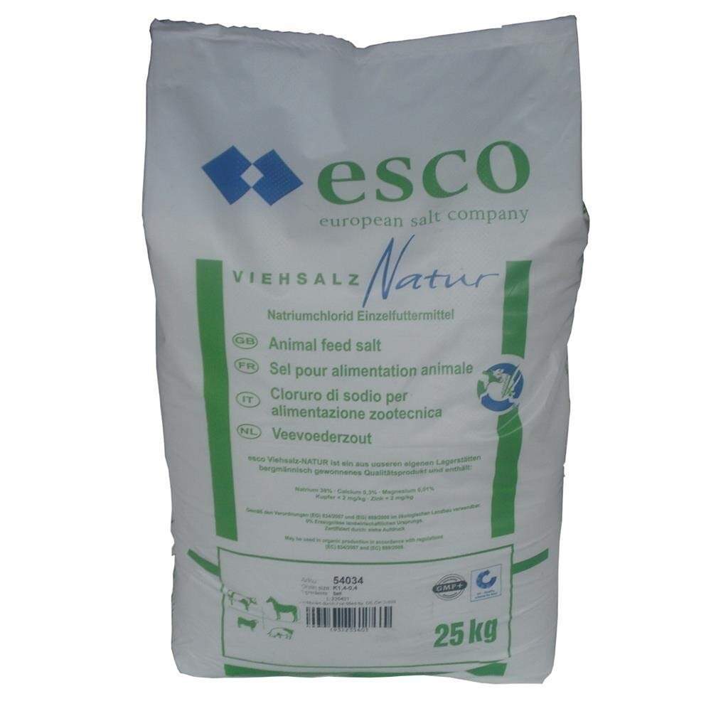 Esco Natural Livestock Salt 25 kg for Cattle, Horses, Sheep, Goats, and Wildlife