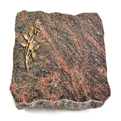 Wilhelmy Grabmale Pure Grave Marker, 40 x 30 x 5 cm, Polished Himalayan Granite, incl. Engraving (Bronze Rose Ornament 6)