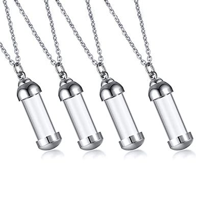 Mealguet Stainless Steel and Glass Urn Pendant Necklace
