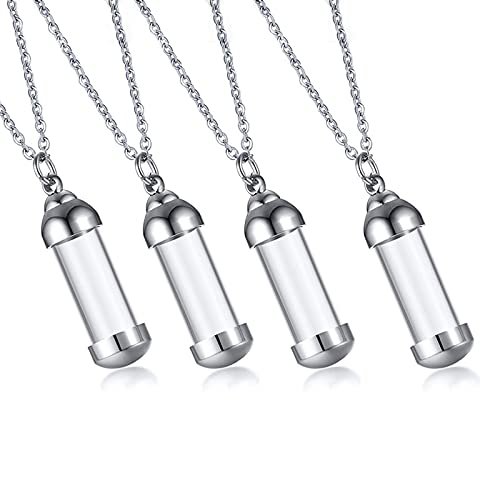 Mealguet Stainless Steel and Glass Urn Pendant Necklace