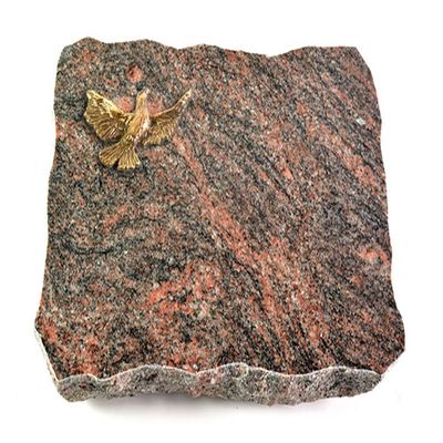 Wilhelmy Grabmale Pure Grave Marker 40 x 30 x 5 cm Himalaya Granite, Polished, with Engraving and Bronze Dove Ornament
