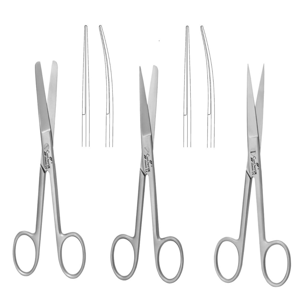 Bandage Scissors 14 cm, Straight and Curved, Nursing, Home, Office, Veterinary and Surgical Dental Use (14 cm Straight, Blunt/Blunt)
