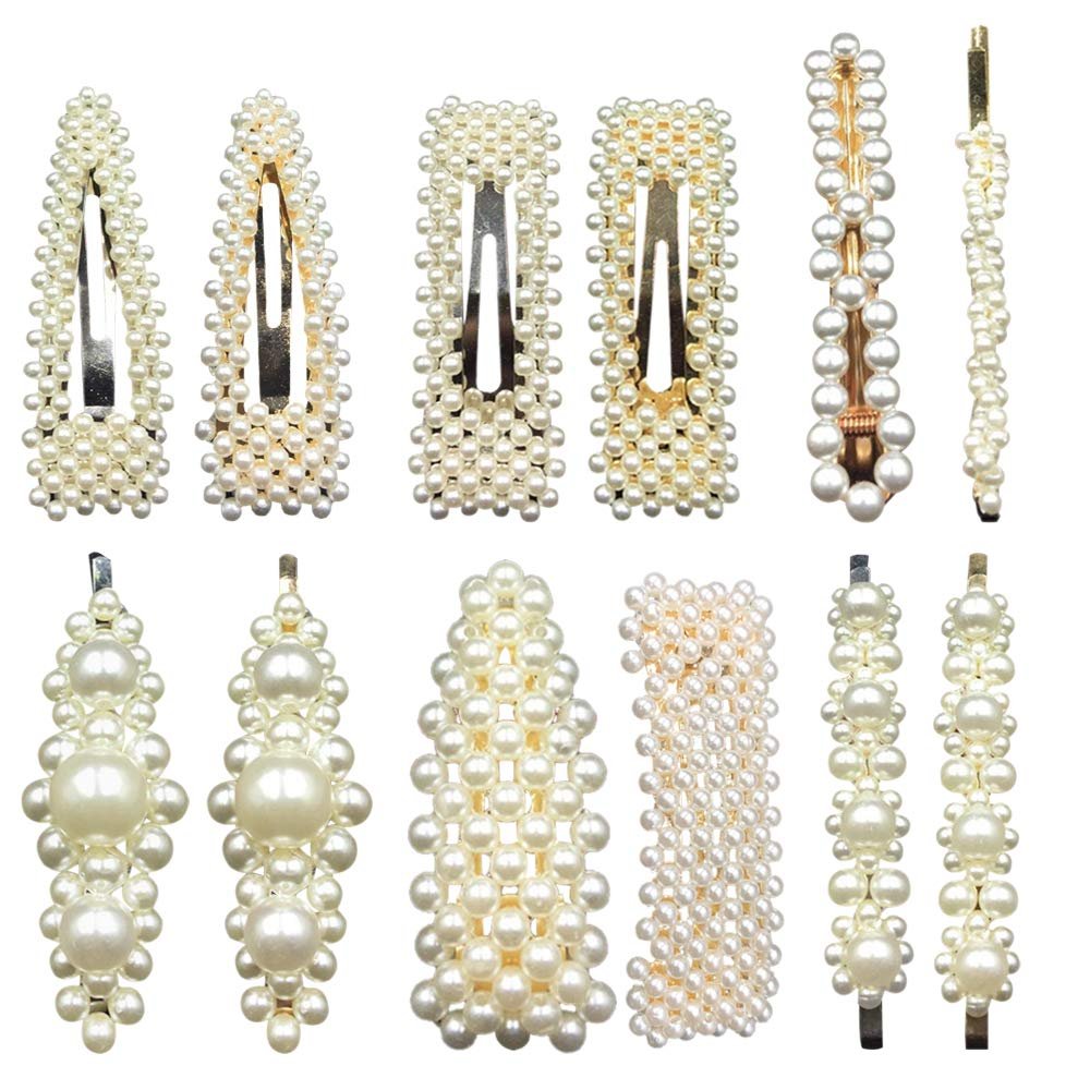 YOFASEN 12-Piece Artificial Pearl Hair Clips for Women