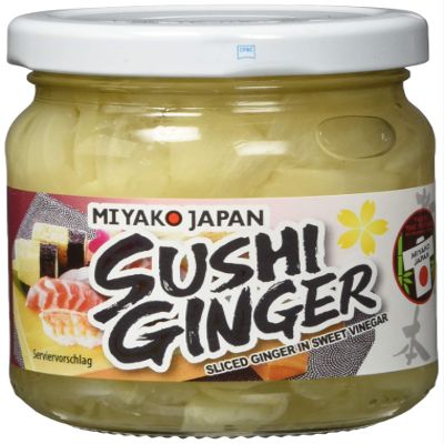 MIYAKO Pickled Ginger, White, Drained Weight 110 g, 6-Pack (6 x 190 g)