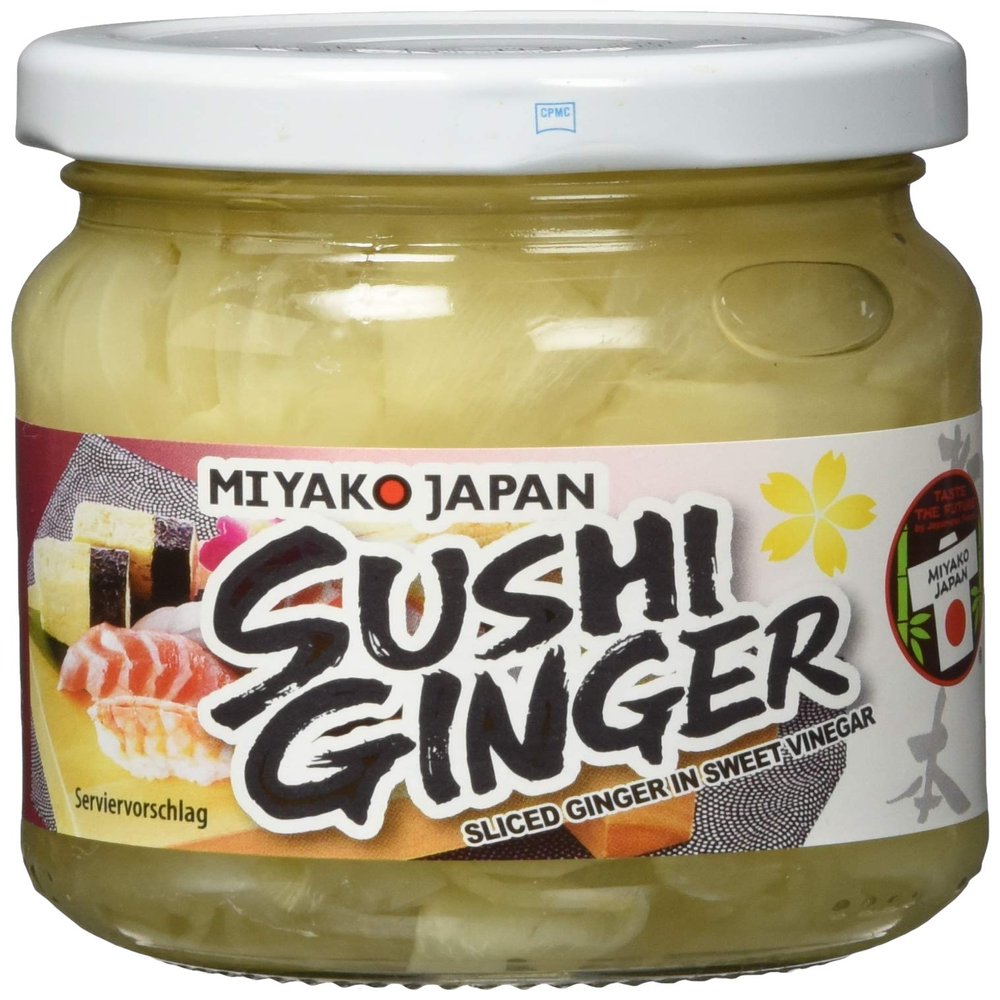 MIYAKO Pickled Ginger, White, Drained Weight 110 g, 6-Pack (6 x 190 g)