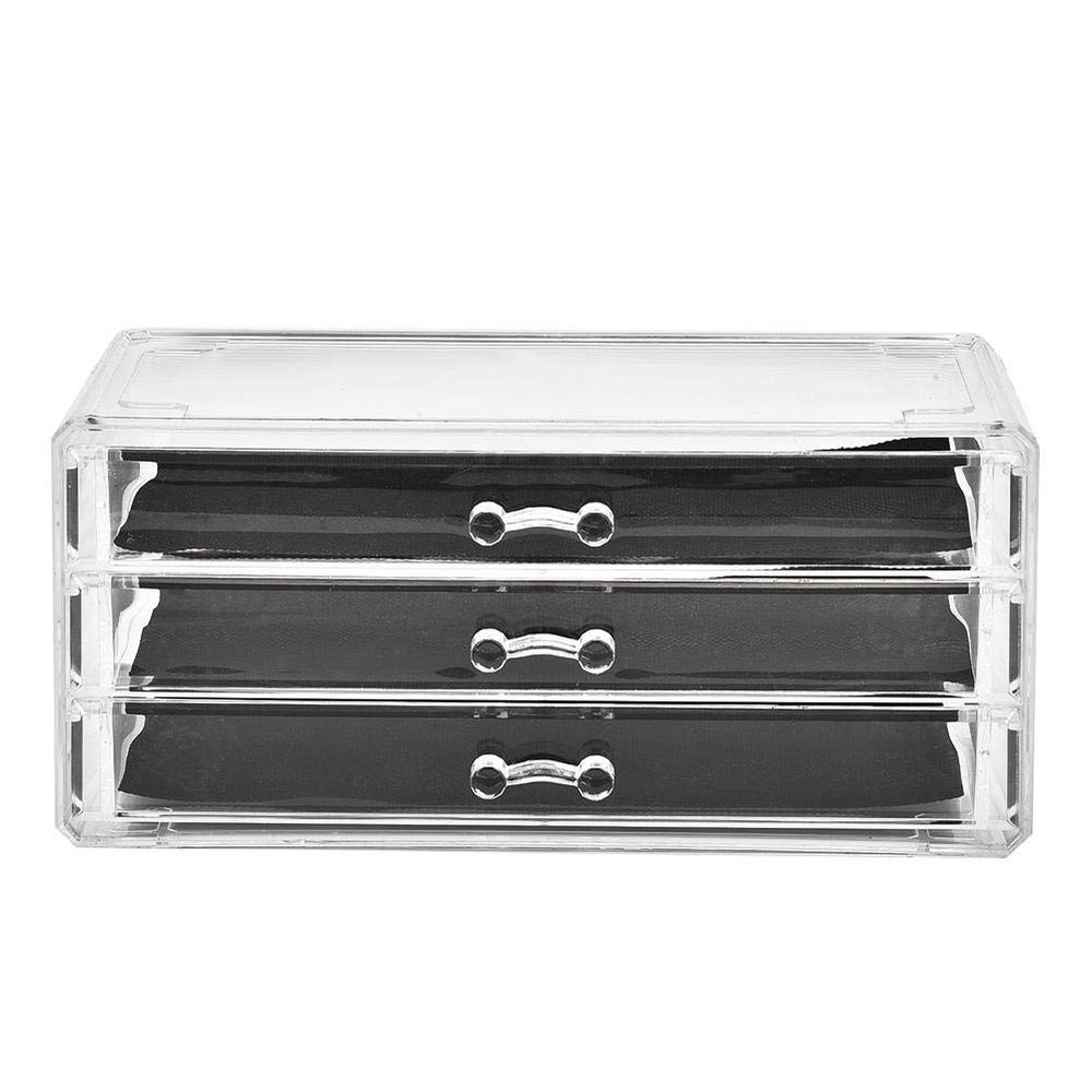 Large 3-Tier Clear Plastic Makeup and Jewelry Organizer