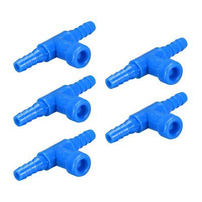 sourcing map Aquarium Air Valve T-Shape 2-Way Pump Control Valves Blue 5 Pack