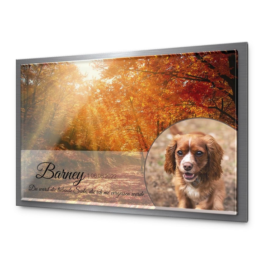 CHRISCK design Premium Pet Grave Marker, Glossy Acrylic & V2A Stainless Steel, UV Photo Print, 30 x 20 cm
