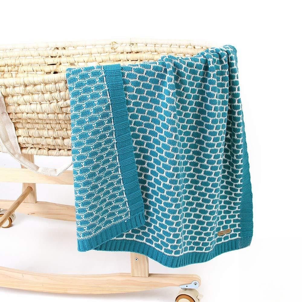 Odot Knitted Baby Blanket, Cozy Blanket for Stroller and Playtime, 95 x 75 cm, Dark Green