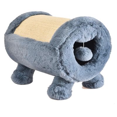 Dehner Premium Lovely Cat Scratching & Cuddle Cave, 30 cm, approx. 40 x 37 cm, plush/sisal, blue/beige