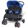 yorten Foldable Twin Stroller with Rain Cover, Steel and Oxford Fabric, Blue and Black view 1