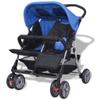 yorten Foldable Twin Stroller with Rain Cover, Steel and Oxford Fabric, Blue and Black view 3