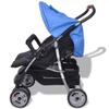yorten Foldable Twin Stroller with Rain Cover, Steel and Oxford Fabric, Blue and Black view 4