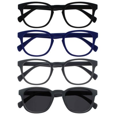 OPULIZE POP Reading Glasses for Women and Men with Reading Sunglasses, 5-Pack, Round Frames, +1.00