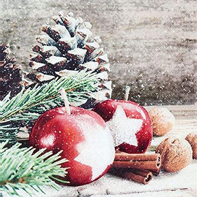 AvanCarte Christmas Winter Apple Pine Cone Napkins, 20 Count, 3-Ply, 33 x 33 cm