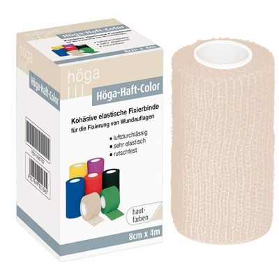 Hga Hga-Haft-Color 8 cm x 4 m, skin-colored, cohesive self-adherent fixation bandage, breathable, highly elastic, non-slip, 33 g