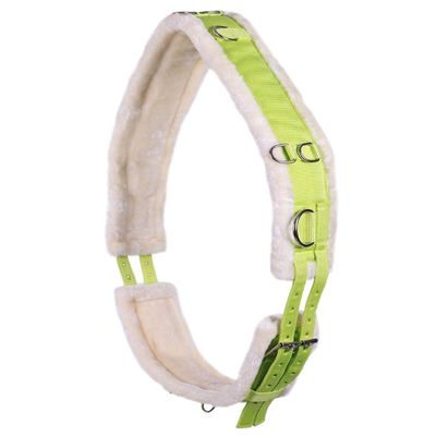 QHP Adjustable Lunge Girth Ontario with Soft Faux Fur (Shetty, Lime)