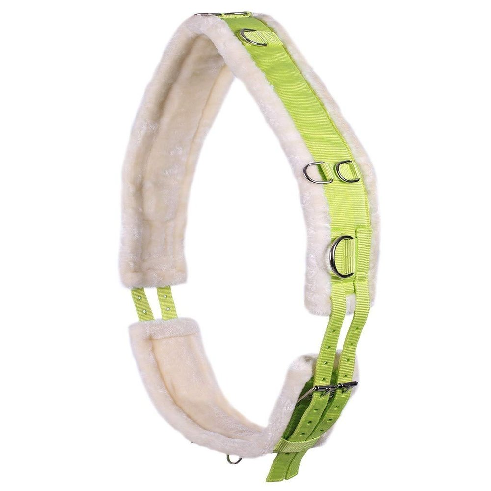 QHP Adjustable Lunge Girth Ontario with Soft Faux Fur (Shetty, Lime)