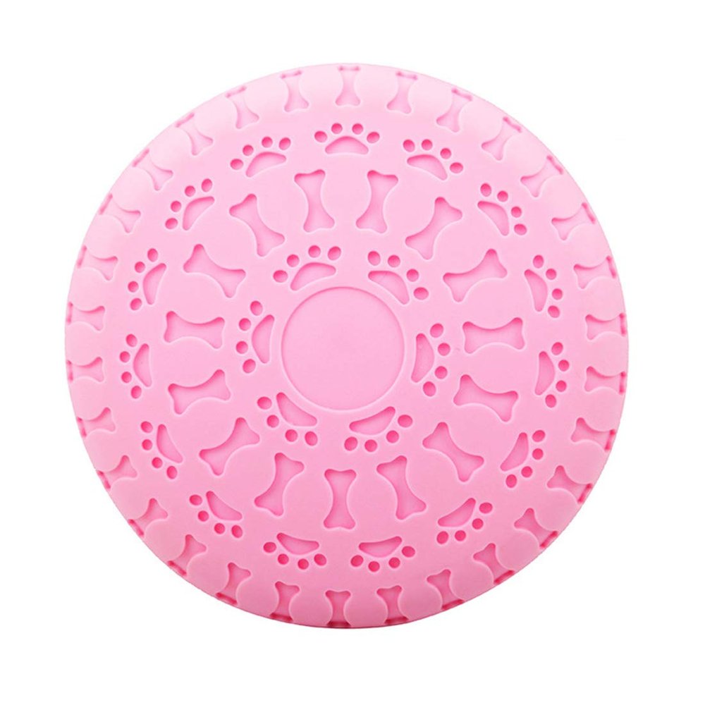 Gmjay TPR Dog Frisbee Training and Feeding Toy, Pink, 22.8 cm