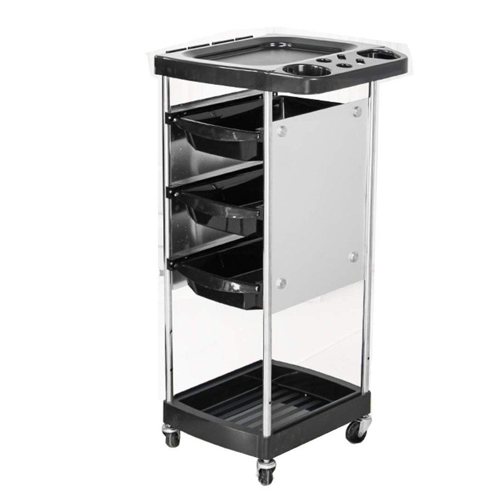 ZYFA Salon Trolley with 3 Drawers, Black