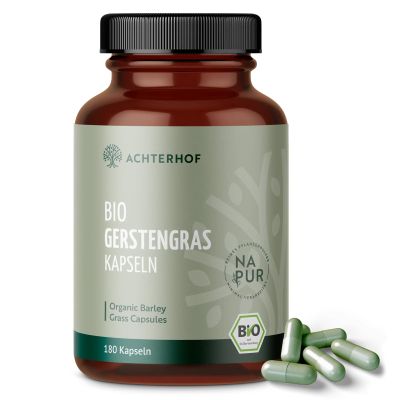 Organic Barley Grass Capsules, 180 Count | 3,000 mg per Daily Dose | Vegan Capsules | vom Achterhof