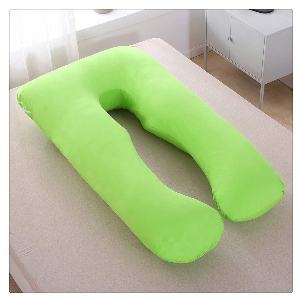 HONGBI U-Shaped Pregnancy, Side-Sleeper and Nursing Pillow, Green, 75 × 150 cm