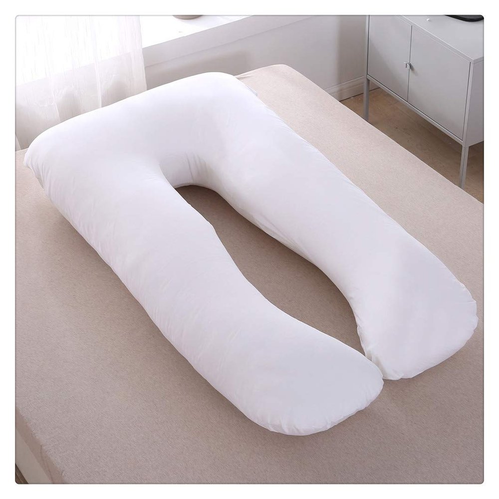 HONGBI U-Shaped Pregnancy and Nursing Pillow, White, 145 × 80 cm