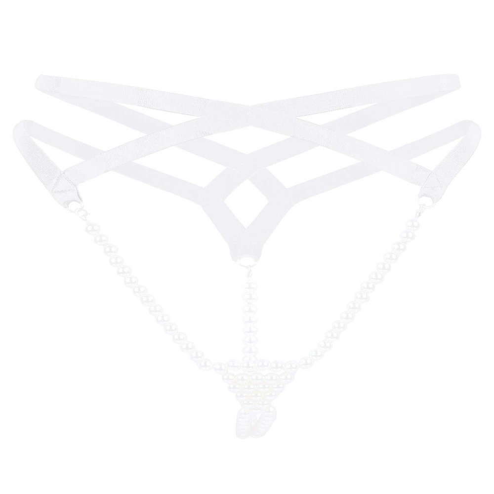 YOOJIA Women's Pearl Thong, Low-Rise T-Back Open-Back Brief