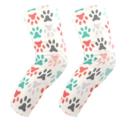 EZIOLY Padded Knee Pads for Cats and Dogs, Colorful Paw Prints, Basketball, Volleyball, Honeycomb Leg, for Men and Women