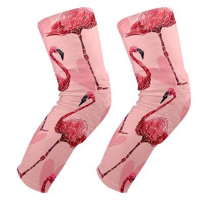 EZIOLY Padded Knee Sleeves with Flamingos and Hearts for Men and Women