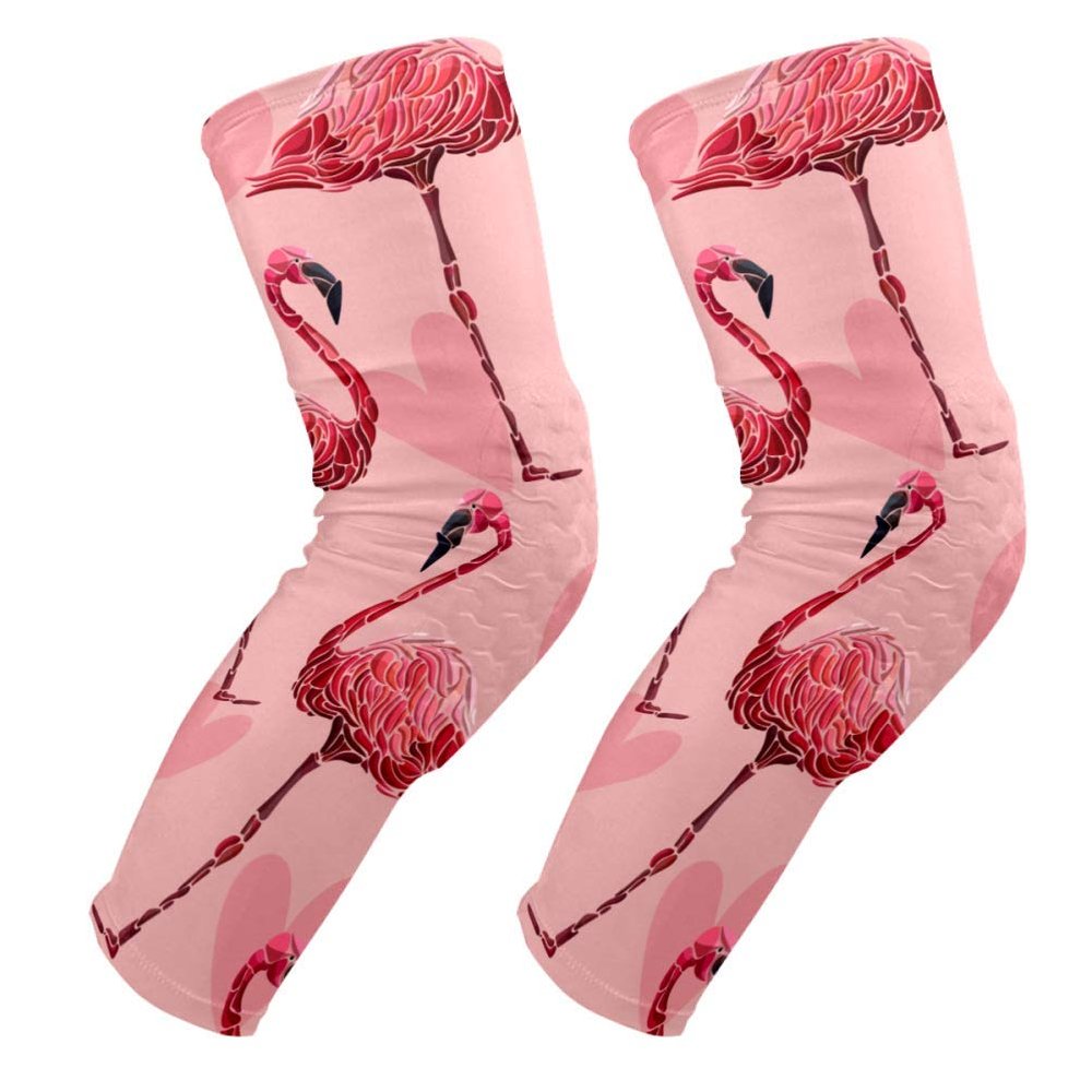 EZIOLY Padded Knee Sleeves with Flamingos and Hearts for Men and Women