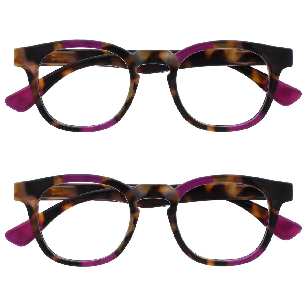 OPULIZE Ava Reading Glasses 2-Pack, Brown Tortoiseshell/Purple, +2.50