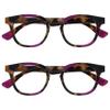 OPULIZE Ava Reading Glasses 2-Pack, Brown Tortoiseshell/Purple, +2.50 view 1