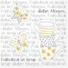 Mank Airlaid Napkins 33 x 33 cm, 1/4 Fold, “Breakfast Is Ready!”, 50 Count, Yellow-Gray view 3