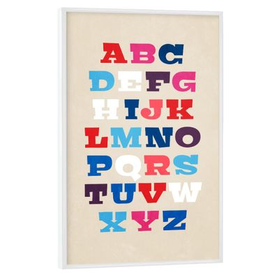 artboxONE ABC Alphabet Poster with White Frame, 45 x 30 cm