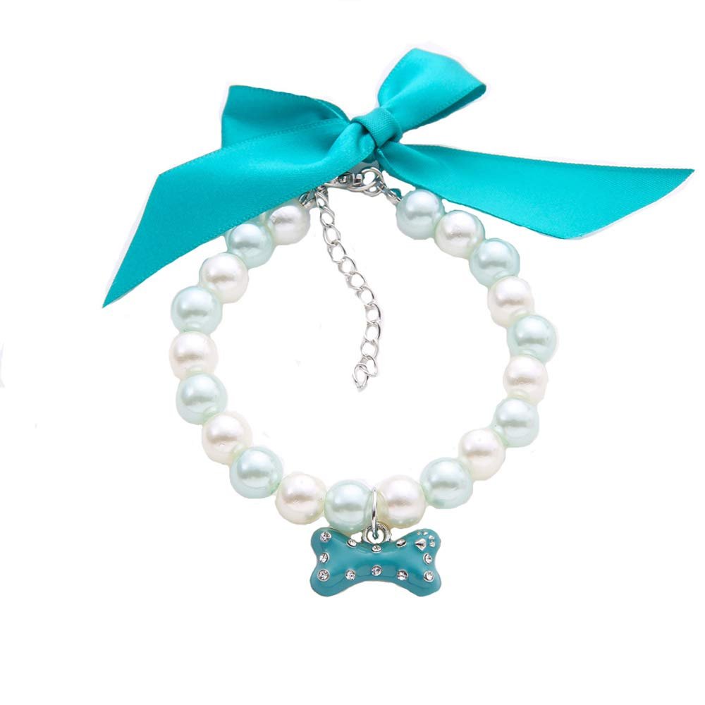 Dreamls Dog and Cat Collar with Bow and Bone Pendant
