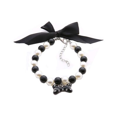 Dreamls Collar for Dogs and Cats with Bow and Bone Pendant