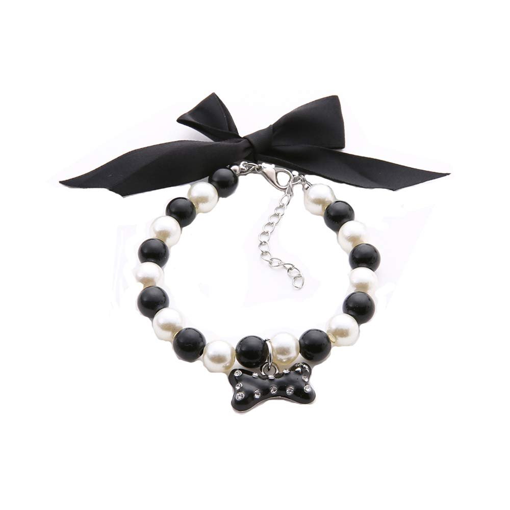 Dreamls Collar for Dogs and Cats with Bow and Bone Pendant