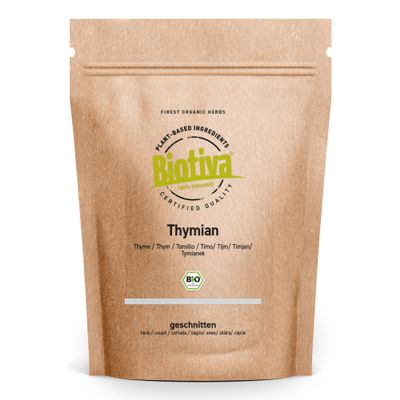Organic Thyme Herb 200 g – Cut Thymus vulgaris – Medicinal Plant 2006 – Bottled and Inspected in Germany – Biotiva