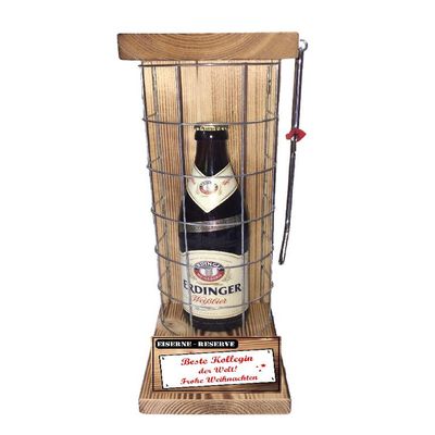 Christmas Gift for a Colleague: Erdinger Weissbier Bottle Cage with Saw