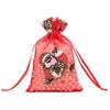 Uteruik Christmas Organza Drawstring Bags, Reusable, Printed Christmas Hat Design, for Cookies and Sweets, 10 x 15 cm, 50 Pack view 2