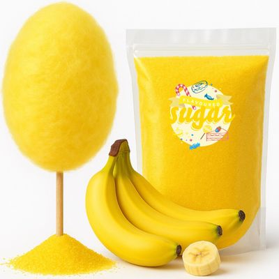 Banana-Flavored Cotton Candy Sugar, Yellow, 100 g